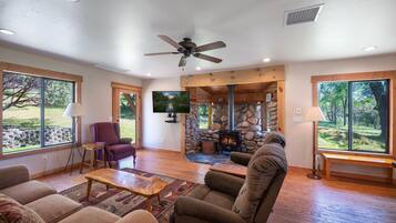 TV, fireplace, DVD player