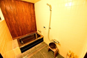 Japanese Style Townhouse | Bathroom | Separate tub and shower, deep soaking tub, free toiletries, hair dryer - Zen (Kyoto)