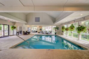 Indoor pool, a heated pool - Stunningly remodeled 3rd floor villa with ocean views (Hilton Head)
