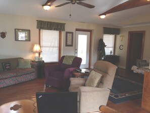 TV, DVD player, books