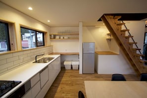 Fridge, microwave, coffee/tea maker