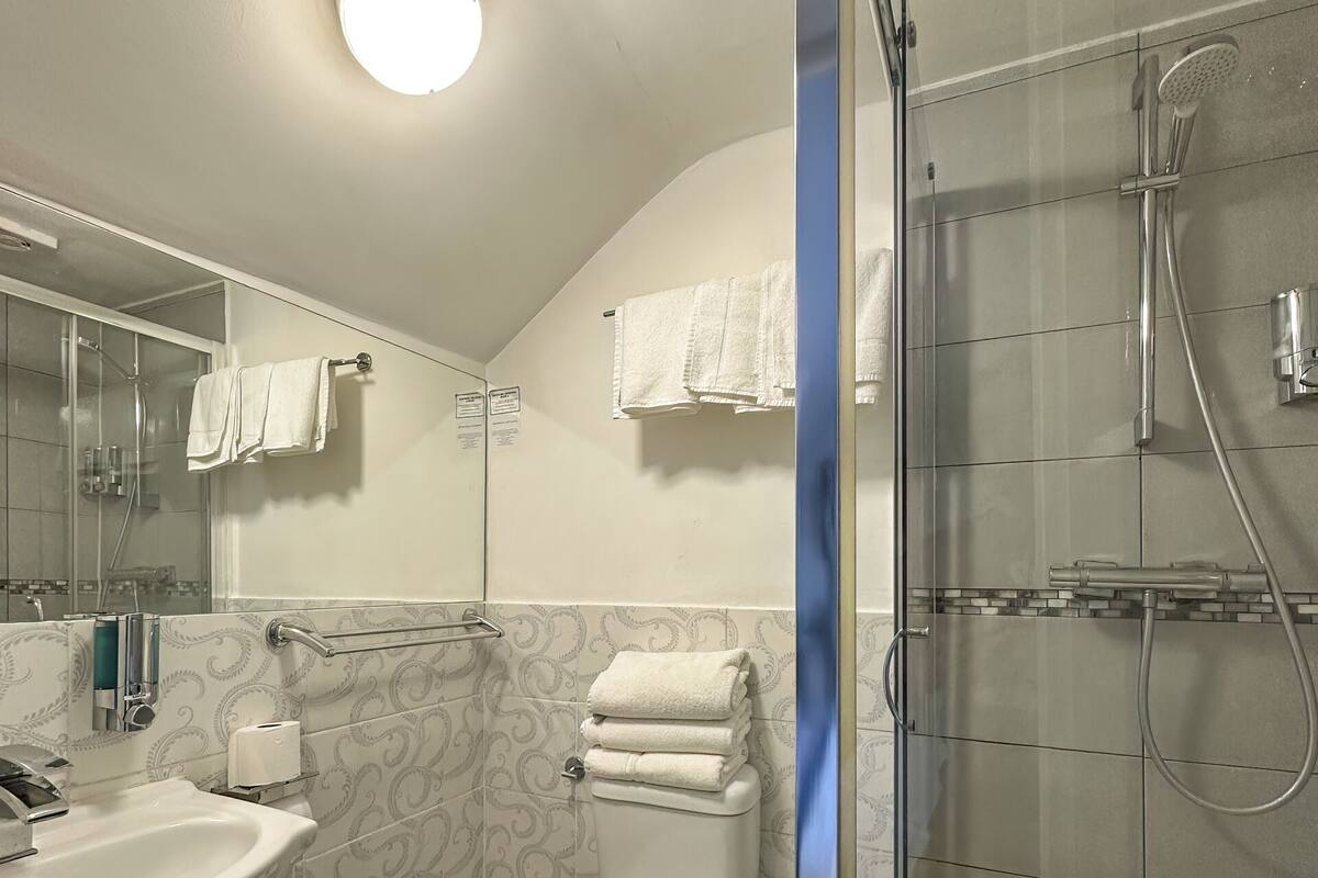 Habitación doble superior, baño en la habitación | Baño | Regadera, amenidades de baño gratuitas, secadora de cabello, toallas