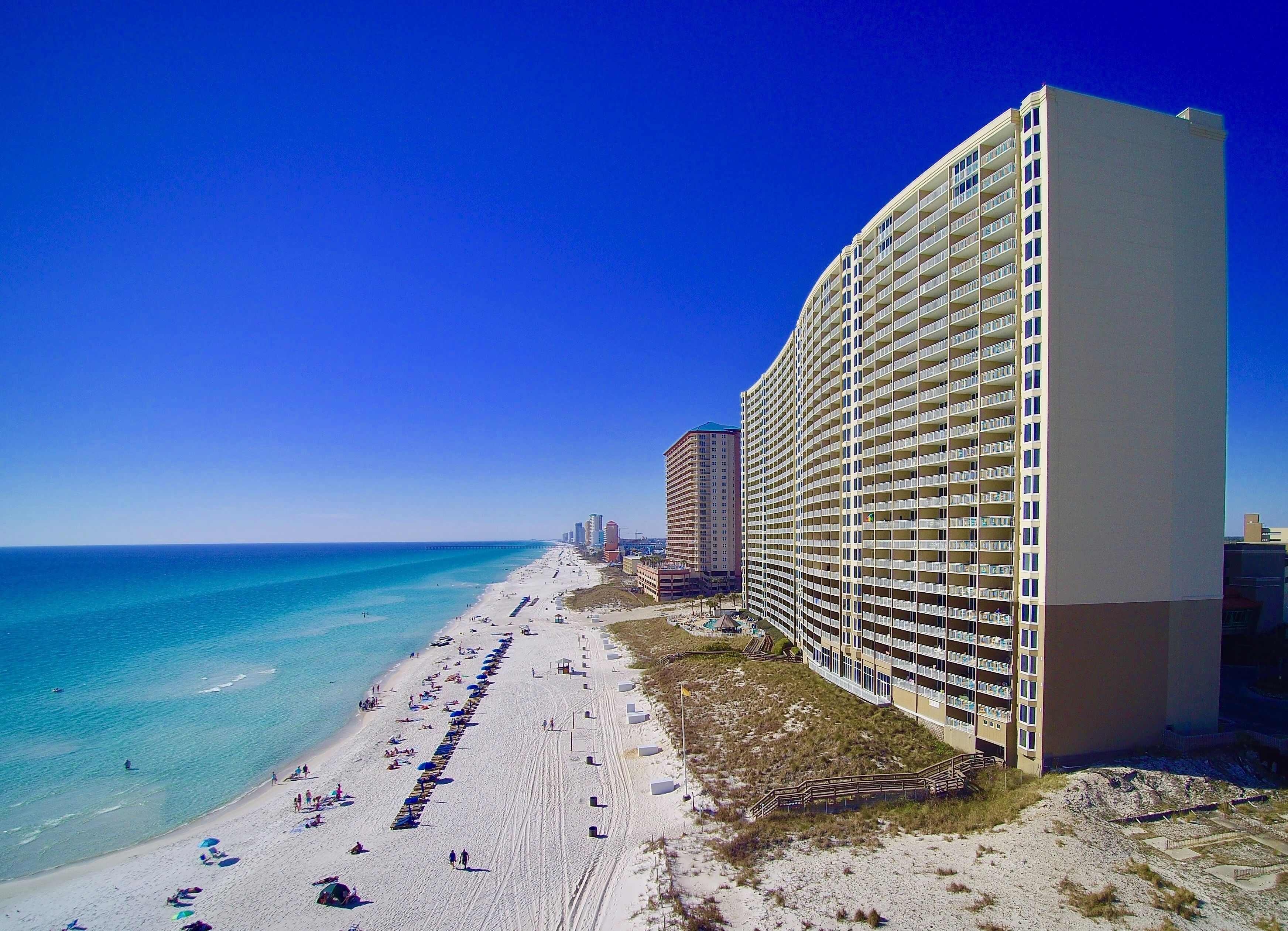 On the beach, sun loungers, beach towels