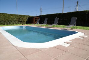 Outdoor pool, pool loungers