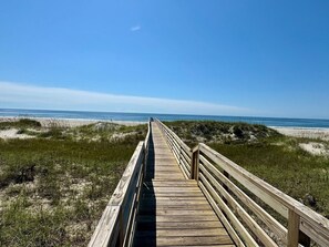 On the beach, beach umbrellas