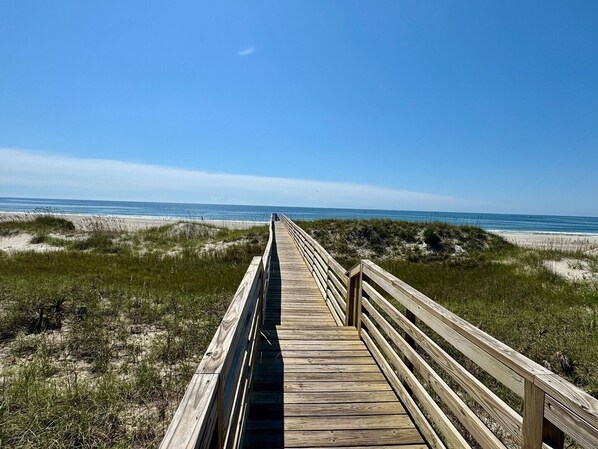 On the beach, beach umbrellas