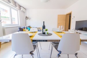 Superior Apartment, 2 Bedrooms | Private kitchen | Fridge, microwave, stovetop, dishwasher