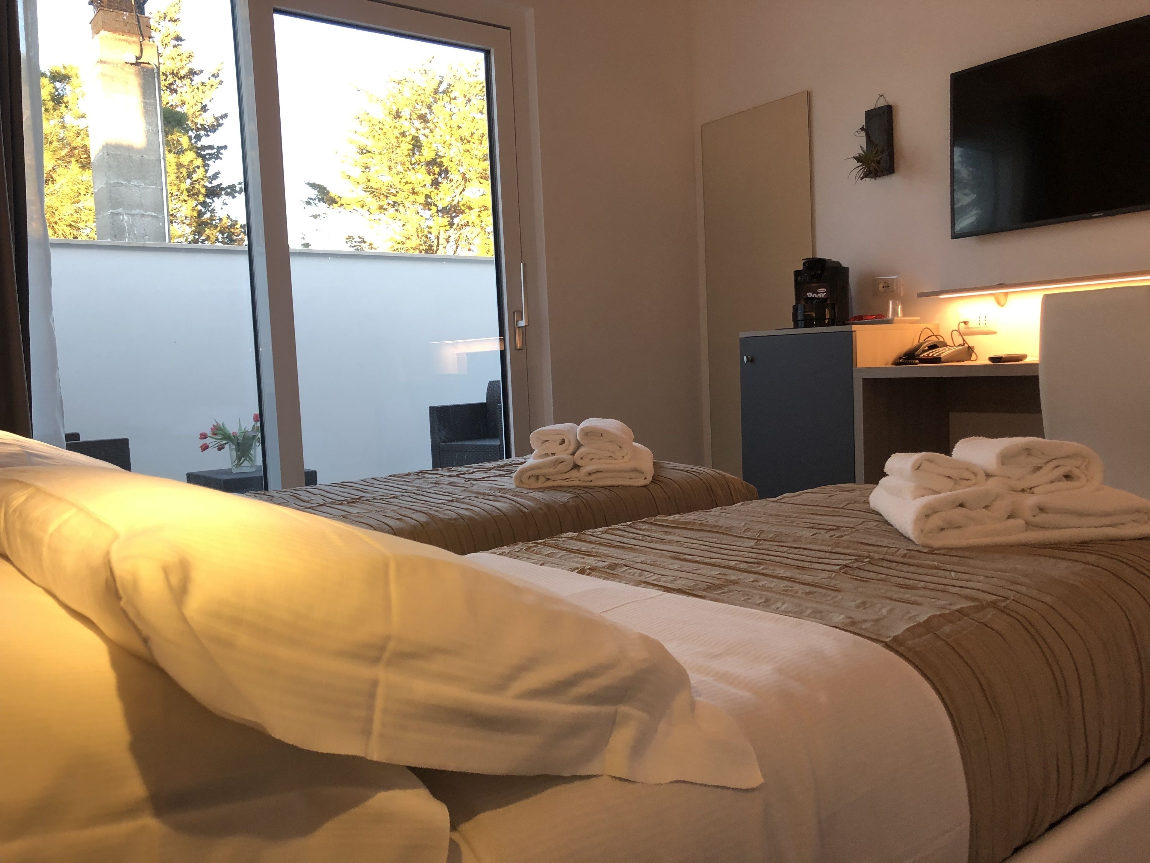 basic double or twin room, patio | hypo-allergenic bedding, minibar, in-room safe, desk