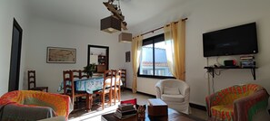 Télévision, cheminée, baby-foot