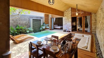 Two-Bedroom Superior Villa with Private Pool | Living area | LCD TV