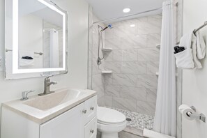 Premium-Zimmer, Haustiere gestattet | Badezimmer | Haartrockner, Handtücher, Seife, Shampoo
