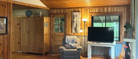 Televisión y chimenea