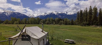 Evans Farm ~ Glamping Tent at the base of the mountains outside Joseph, Oregon.