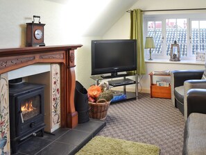 Televisión y chimenea 