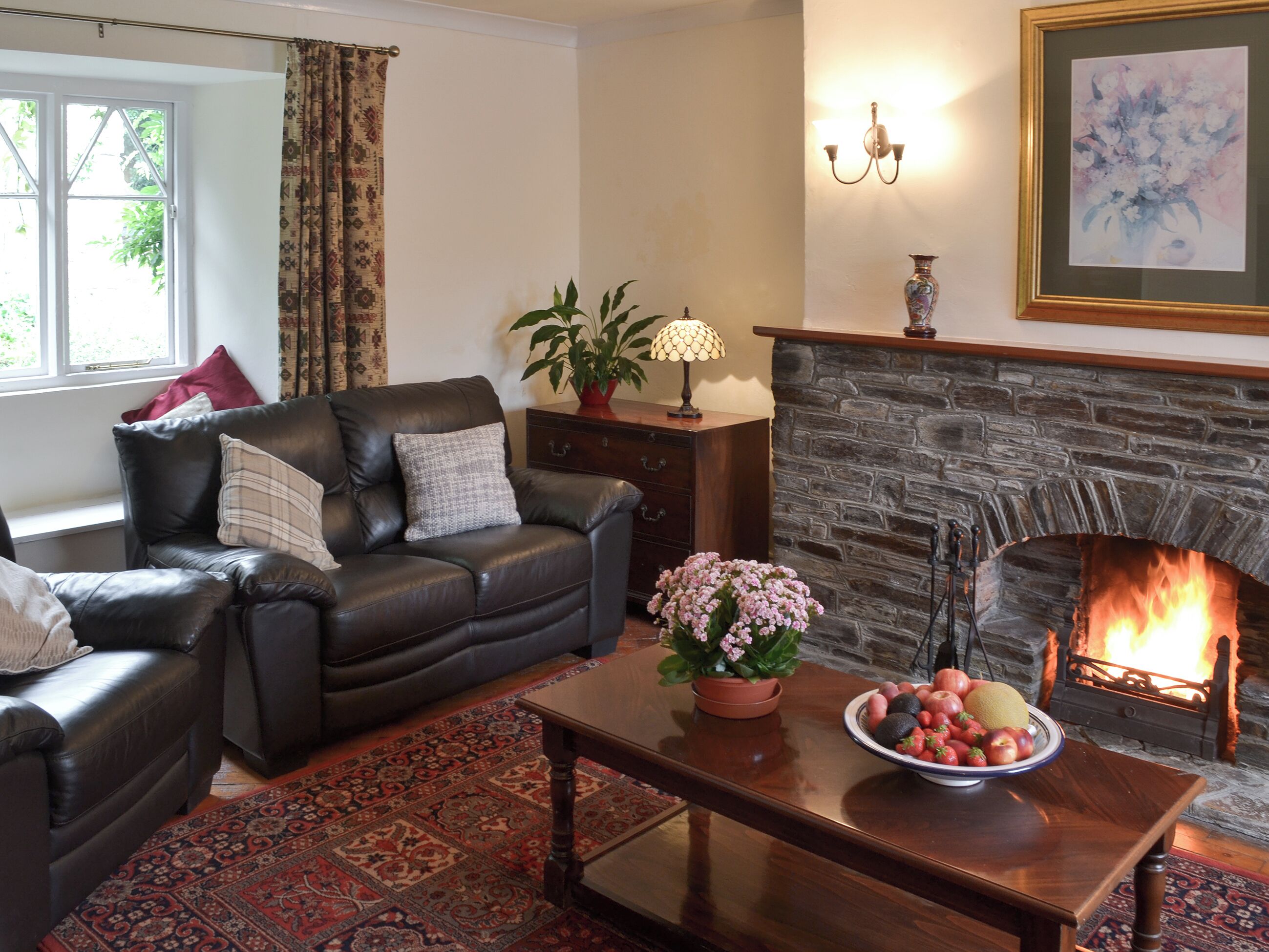 TV, fireplace