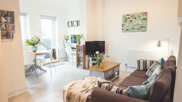 TV, DVD player, books, video library