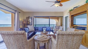 TV, DVD player, stereo