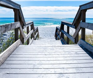 A wooden boardwalk leading to a beach with the ocean in the background. - Ariel Dunes I 1908-Beach Access and 3 Pools! (Miramar Beach)