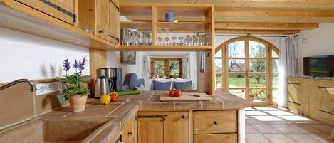 Kühlschrank, Mikrowelle, Herdplatte, Geschirrspüler