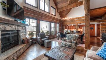 TV, fireplace, video games, DVD player