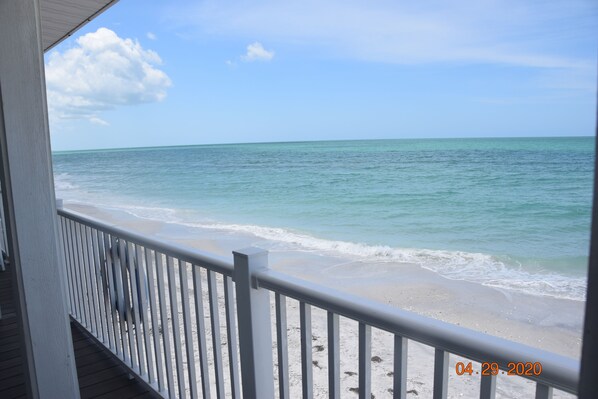 On the beach, sun-loungers, beach towels