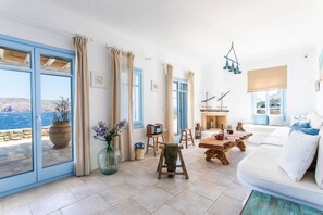 Villa, 3 Bedrooms | Living area | Fireplace - Villa Abalone by The Pearls Collection (Mykonos)