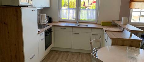 Fridge, microwave, oven