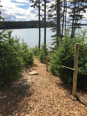Walking trails to water.