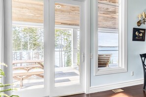 View from dining room. - Luxurious & secluded mansion and separate cabin with stunning ocean views! (Winter Harbor)