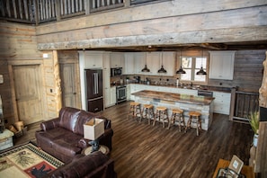 Smart TV, fireplace, DVD player, foosball
