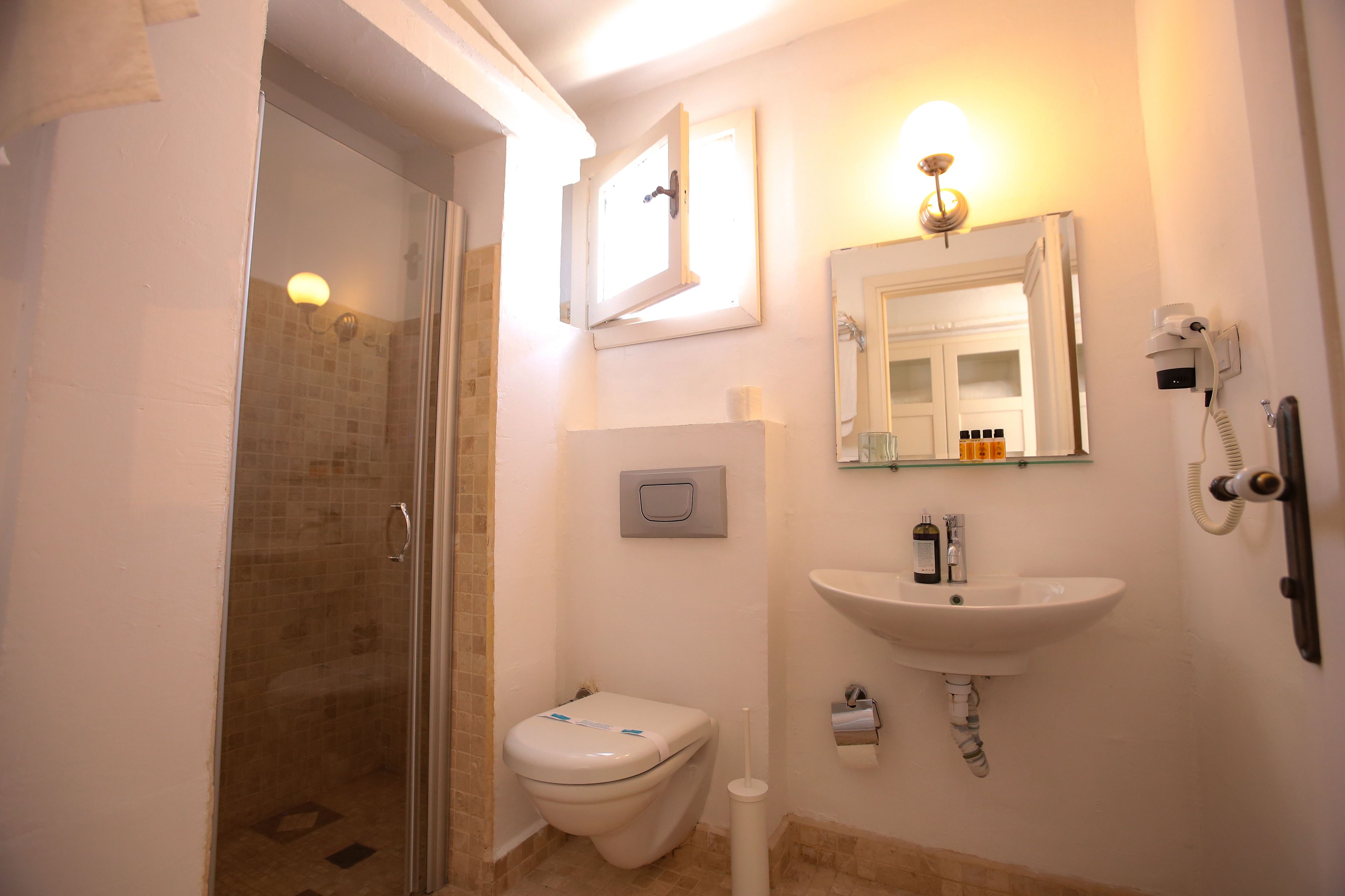 shower, free toiletries, hair dryer, slippers