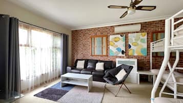 Flat-screen TV, video library