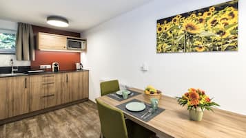 Fridge, microwave, espresso maker, electric kettle