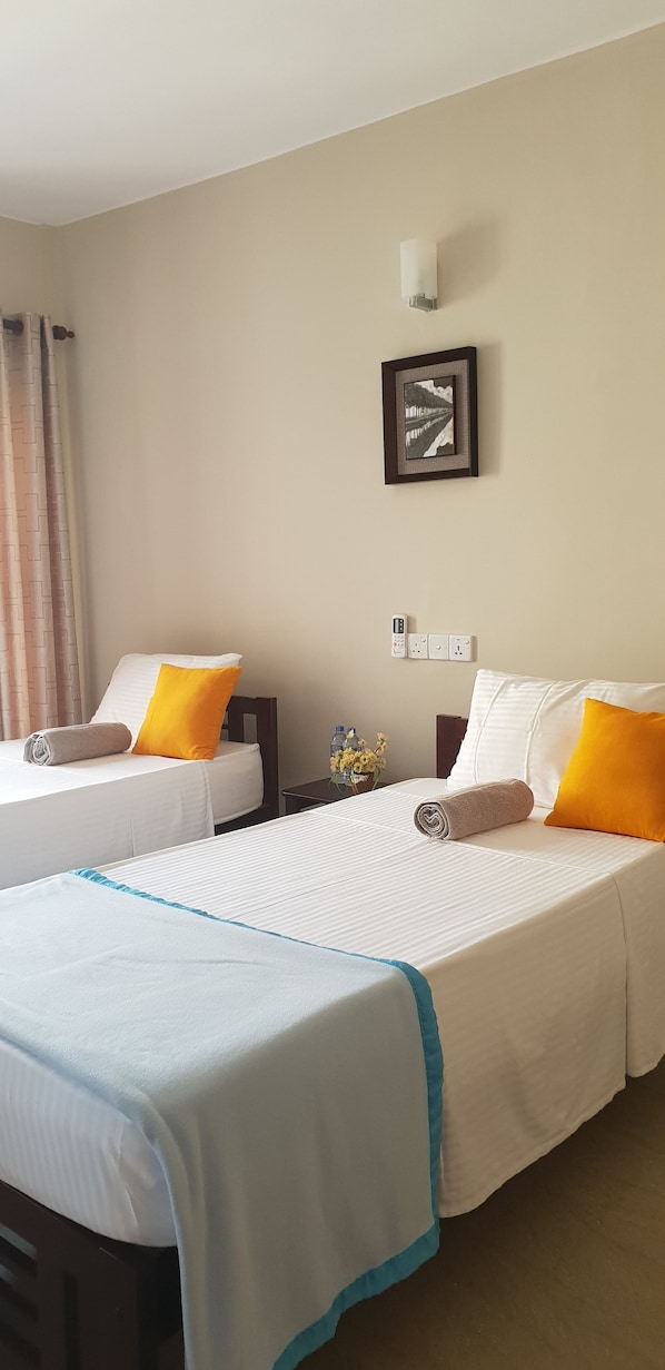Premium bedding, memory-foam beds, individually furnished, soundproofing
