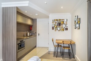 Fridge, microwave, stovetop, toaster