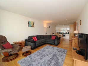Living area - Panoramic views over the beach from a stylish apartment in a landmark building. (Westward Ho!)