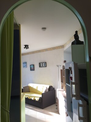 TV, DVD-spiller, bøker og stereoanlegg