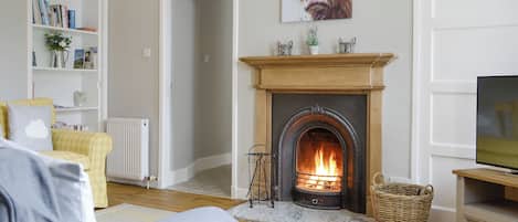 TV, fireplace