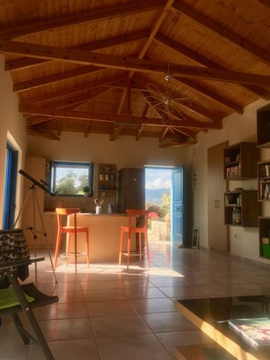 main room showing kitchen area 