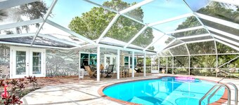 Oasis with Heated Saltwater Pool, Pond with Ducks & Koi, Large Yard & King Suite