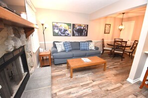 TV, fireplace, offices