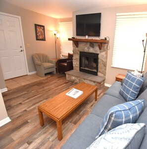 TV, fireplace, offices