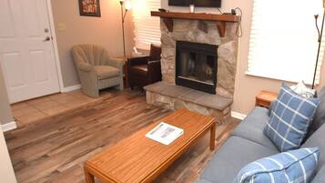 TV, fireplace, offices