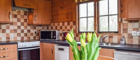 Dishwasher, highchair, cookware/dishes/utensils