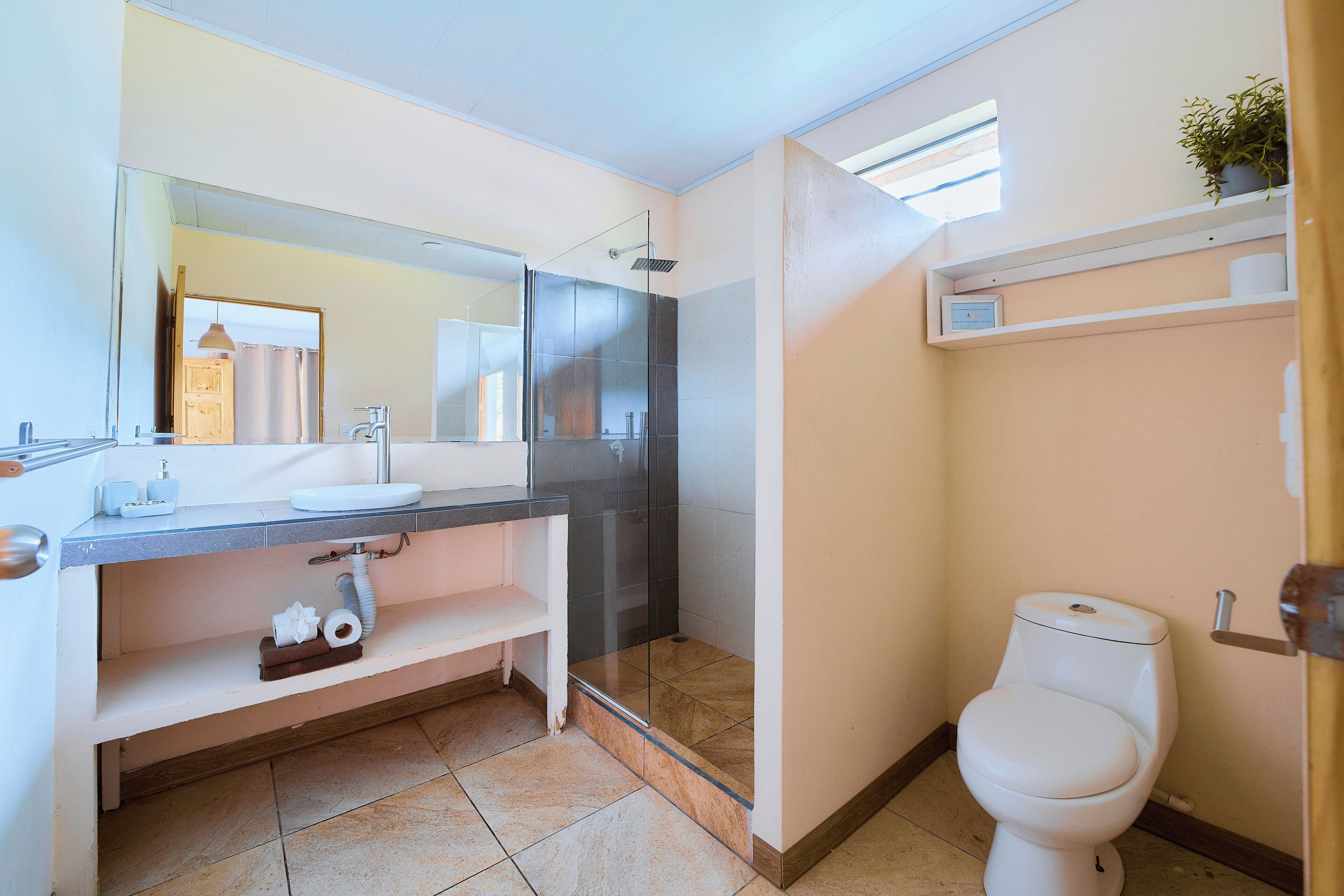 room | bathroom | shower, free toiletries, towels