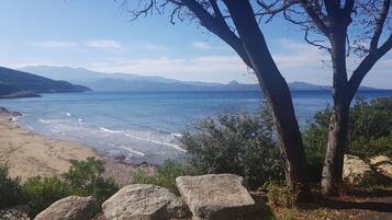 On the beach, beach towels
