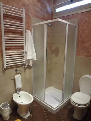 Free toiletries, hair dryer, bidet, towels