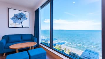 Premium bedding, free minibar items, in-room safe