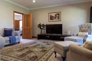 Flat-screen TV, fireplace, Netflix, streaming services