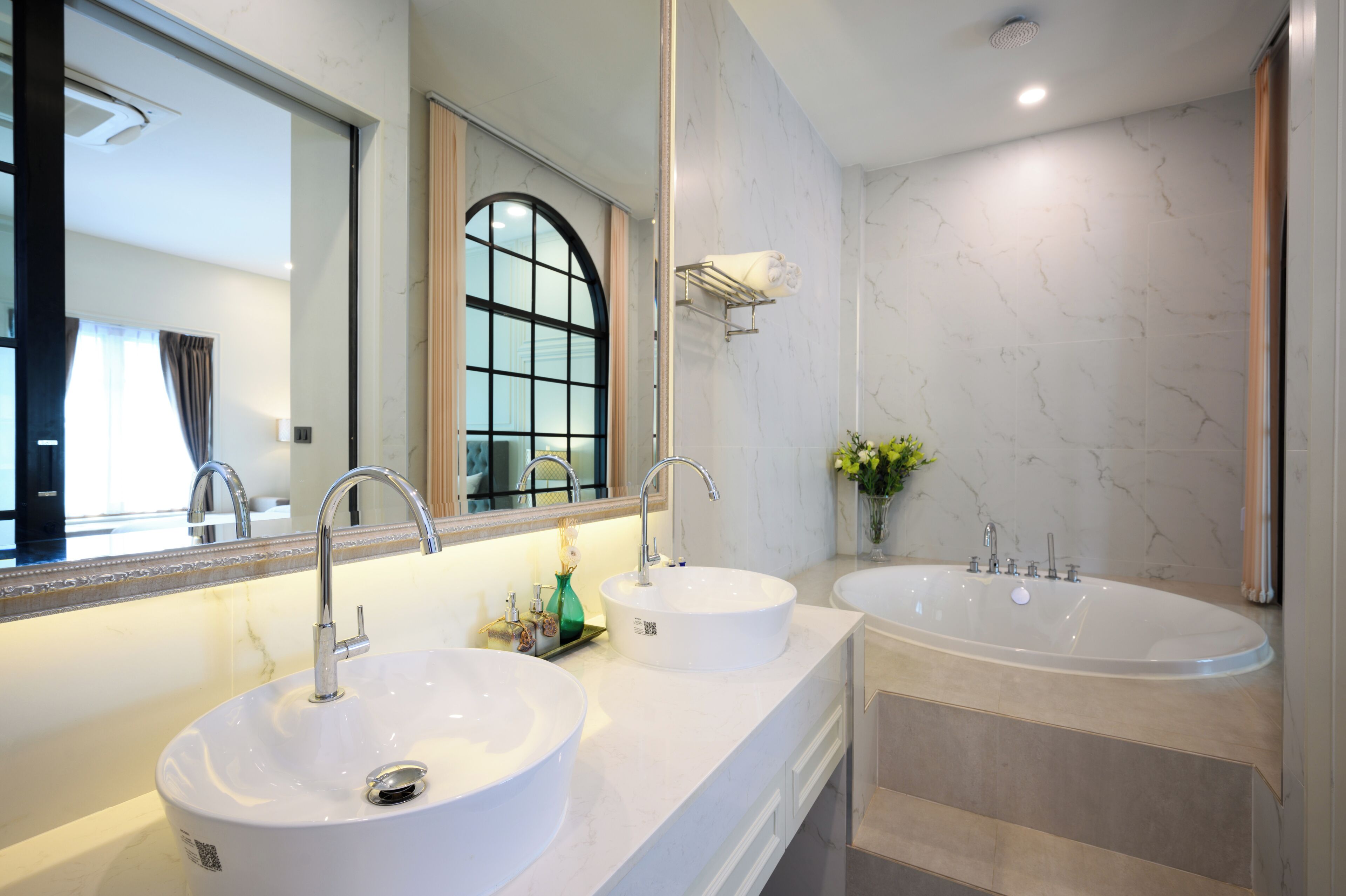 1 bedroom pool villa | bathroom | separate bathtub and shower, deep-soaking bathtub, rainfall showerhead